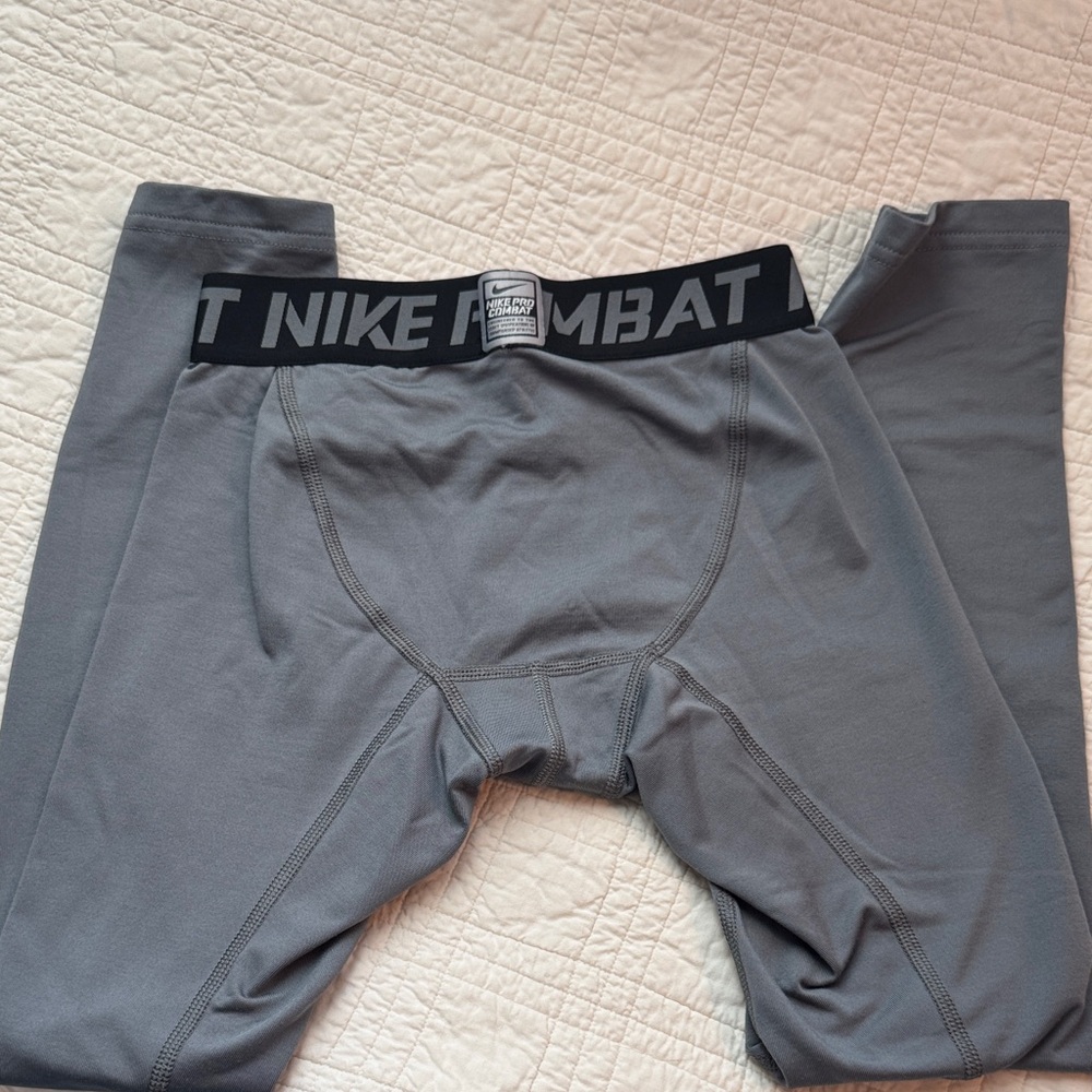 Nike Men's compression pants- Gray with Black Waistband